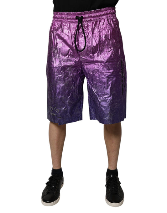 Dolce & Gabbana Metallic Pink Purple Two Tone Bermuda Shorts - Sandy Store ByNet