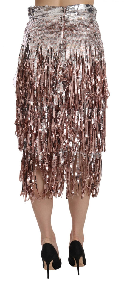 Dolce & Gabbana Metallic Sequin Tulle High - Waist Midi Skirt - Sandy Store ByNet