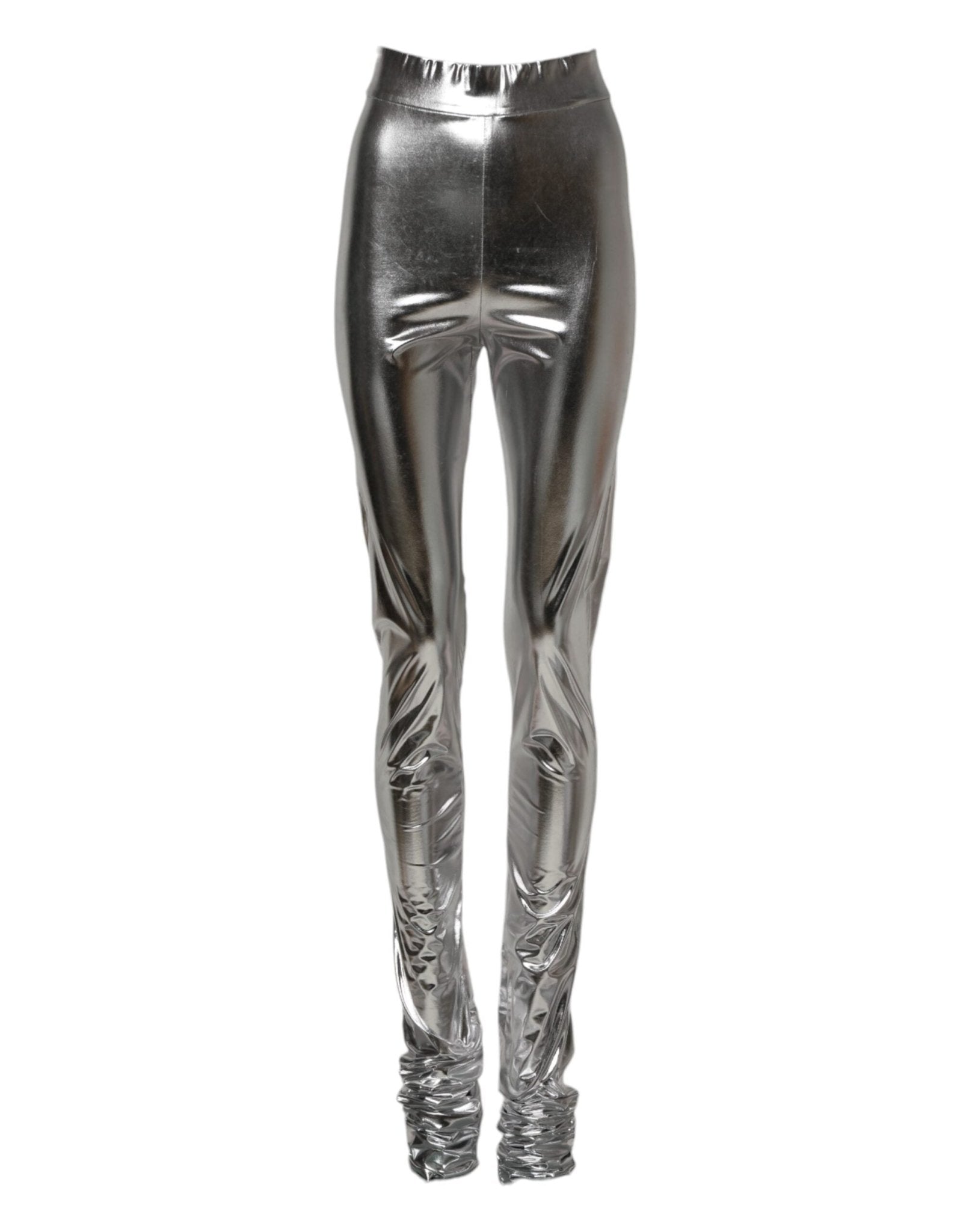 Dolce & Gabbana Metallic Silver Polyester Slim Fit Leggings Pants – IT38 | XS par Dolce & Gabbana | Disponible sur Sandy Store ByNet