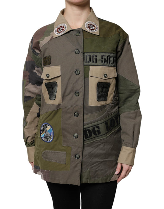 Dolce & Gabbana Military Green Cotton Button Down Jacket - Sandy Store ByNet