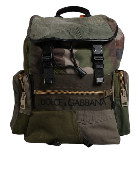 Dolce & Gabbana Military Green Patchwork School Backpack Bag - Sandy Store ByNet