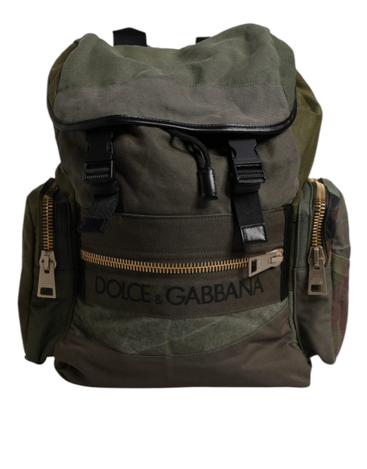 Dolce & Gabbana Military Green Patchwork School Backpack Bag - Sandy Store ByNet