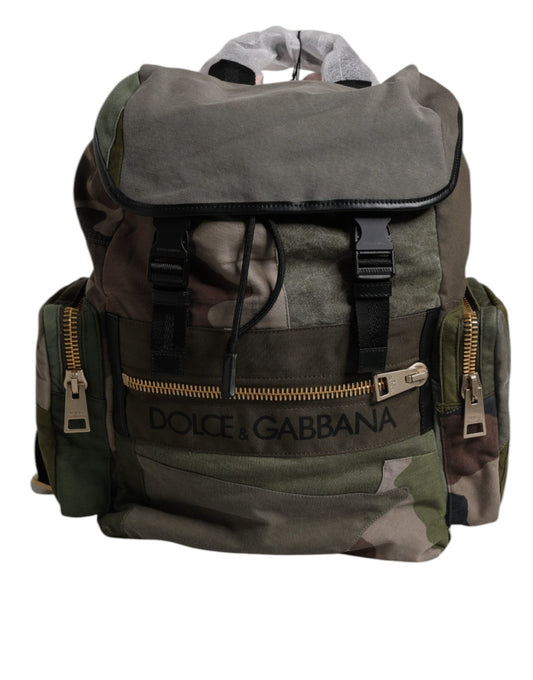 Dolce & Gabbana Military Green Patchwork School Backpack Bag - Sandy Store ByNet