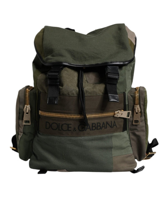 Dolce & Gabbana Military Green Patchwork School Backpack Bag - Sandy Store ByNet