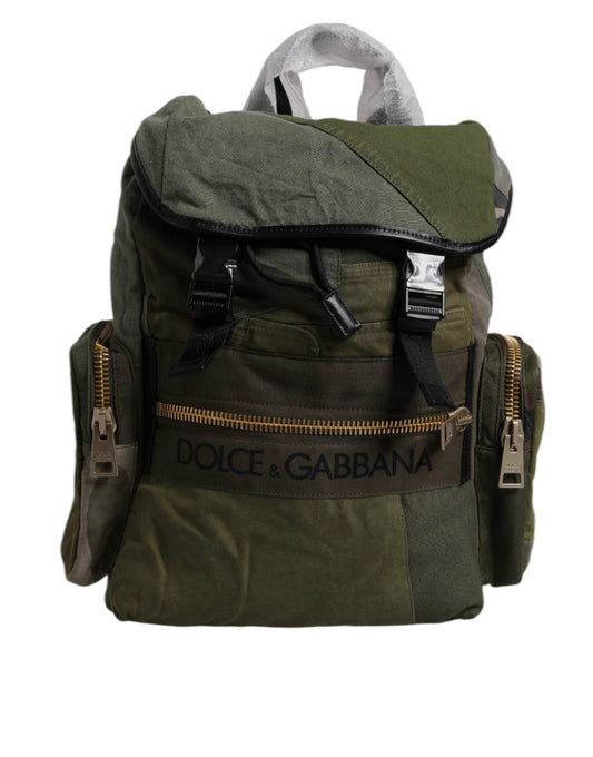 Dolce & Gabbana Military Green Patchwork Travel Backpack Bag - Sandy Store ByNet