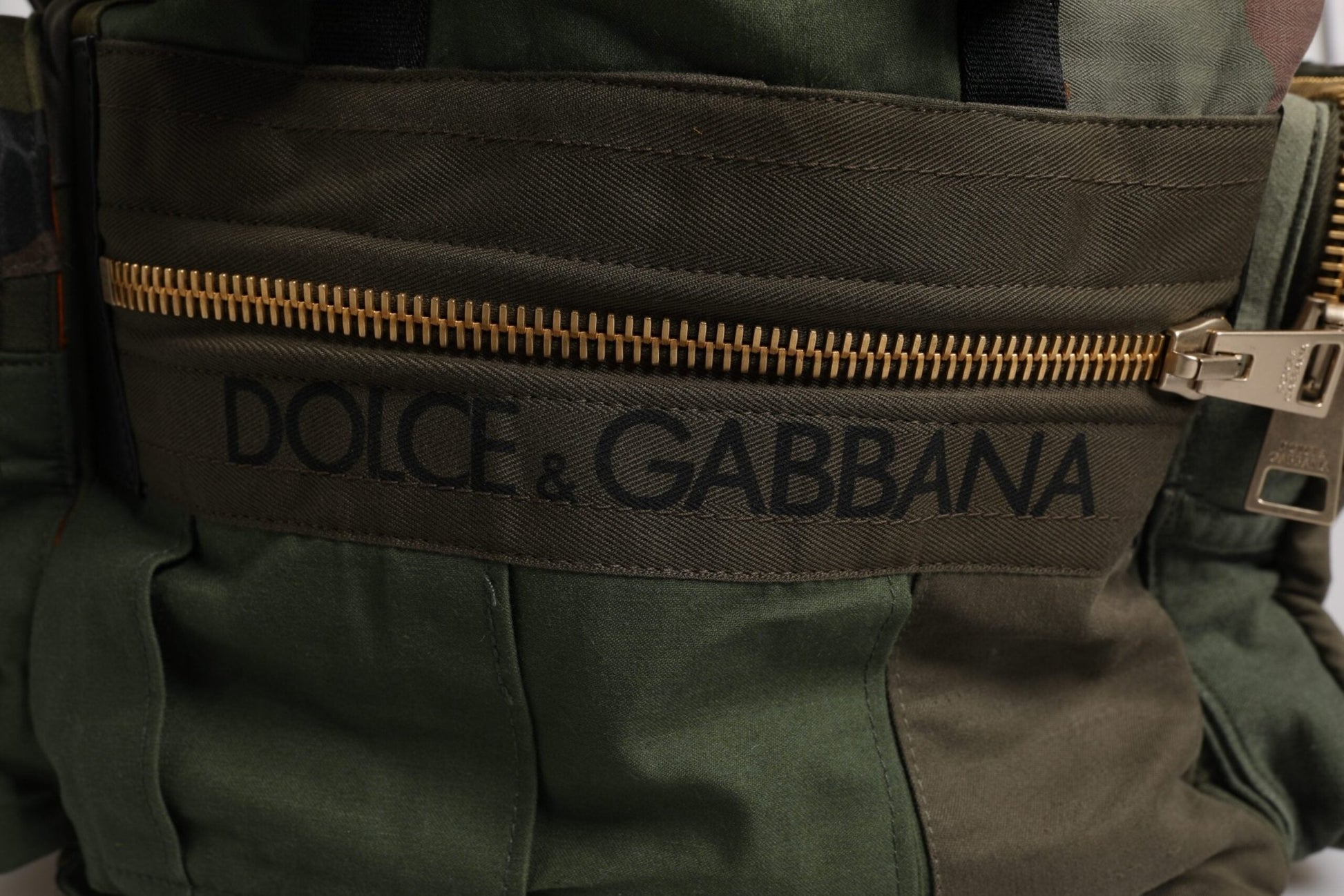 Dolce & Gabbana Military Green Patchwork Travel Backpack Bag - Sandy Store ByNet