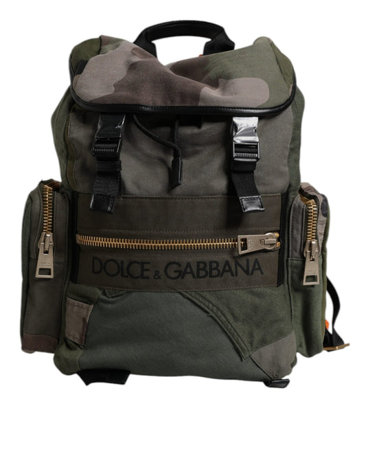 Dolce & Gabbana Military Green Patchwork Travel Backpack Bag - Sandy Store ByNet