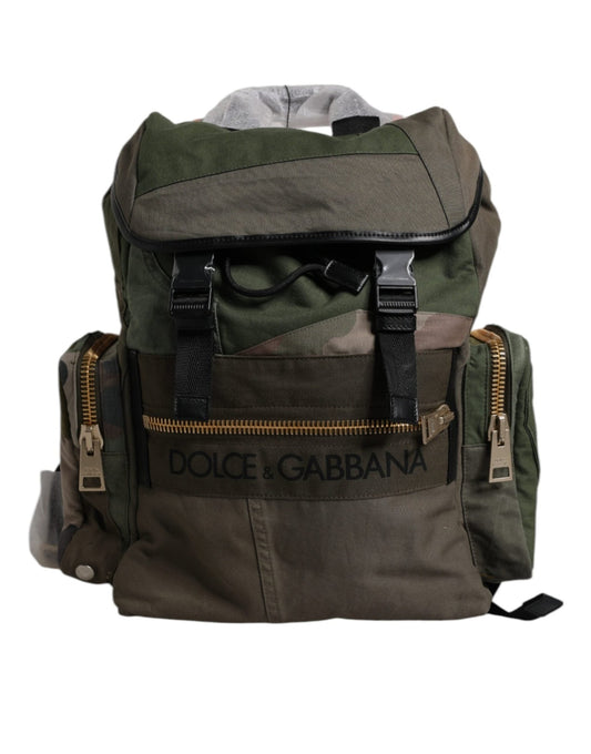Dolce & Gabbana Military Green Patchwork Travel Backpack Bag - Sandy Store ByNet