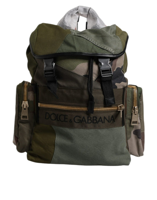 Dolce & Gabbana Military Green Patchwork Travel Backpack Bag - Sandy Store ByNet