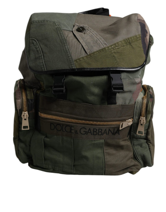 Dolce & Gabbana Military Green Patchwork Travel Backpack Bag - Sandy Store ByNet