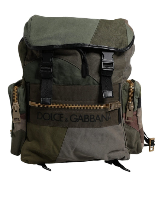 Dolce & Gabbana Military Green Patchwork Travel Backpack Bag - Sandy Store ByNet
