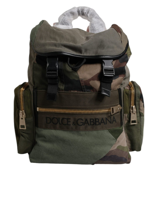 Dolce & Gabbana Military Green Patchwork Travel Backpack Bag - Sandy Store ByNet