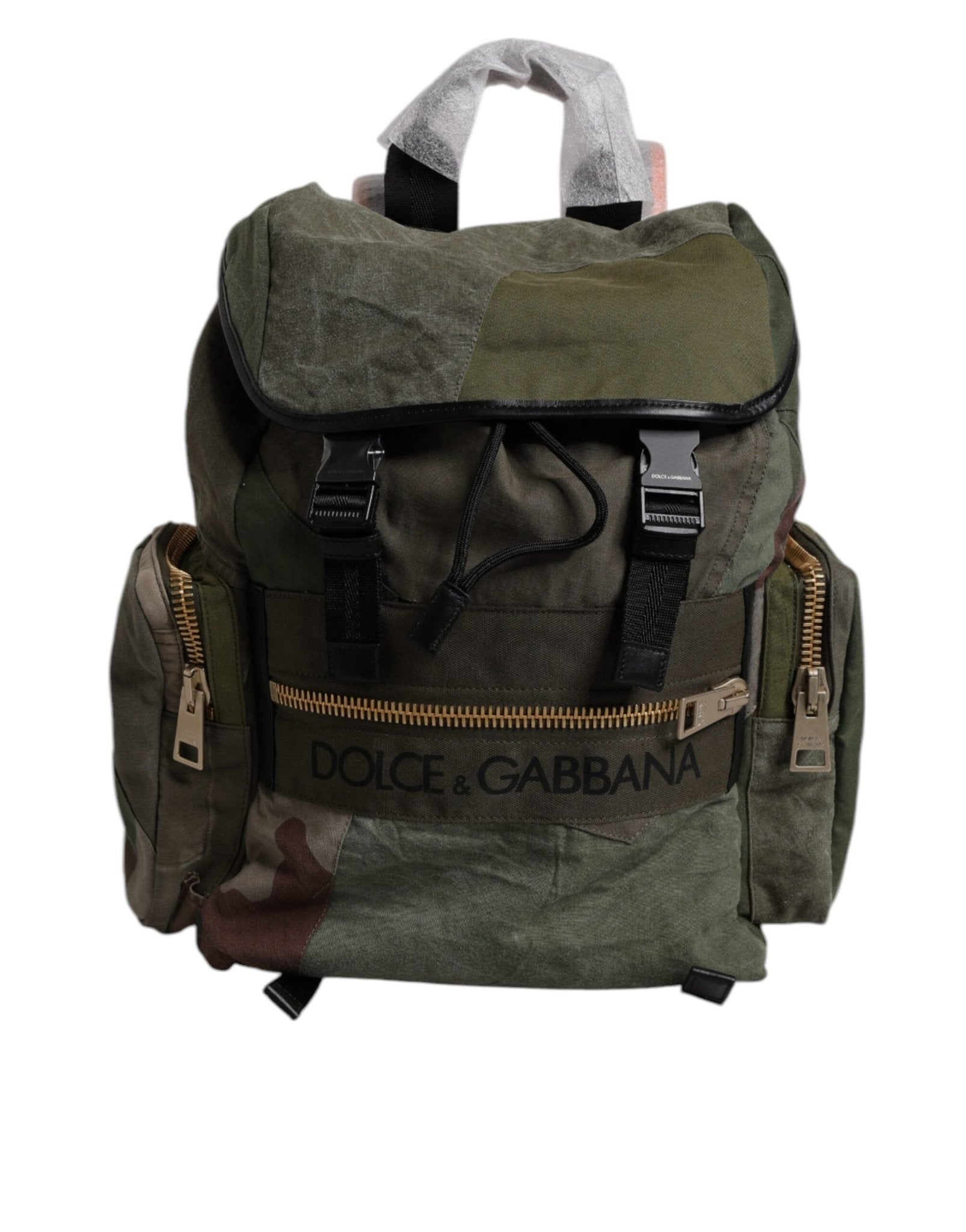Dolce & Gabbana Military Green Patchwork Travel Backpack Bag - Sandy Store ByNet