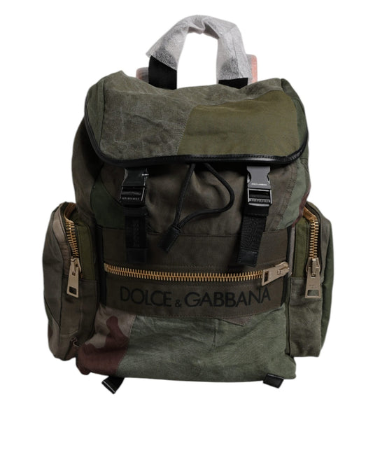 Dolce & Gabbana Military Green Patchwork Travel Backpack Bag - Sandy Store ByNet