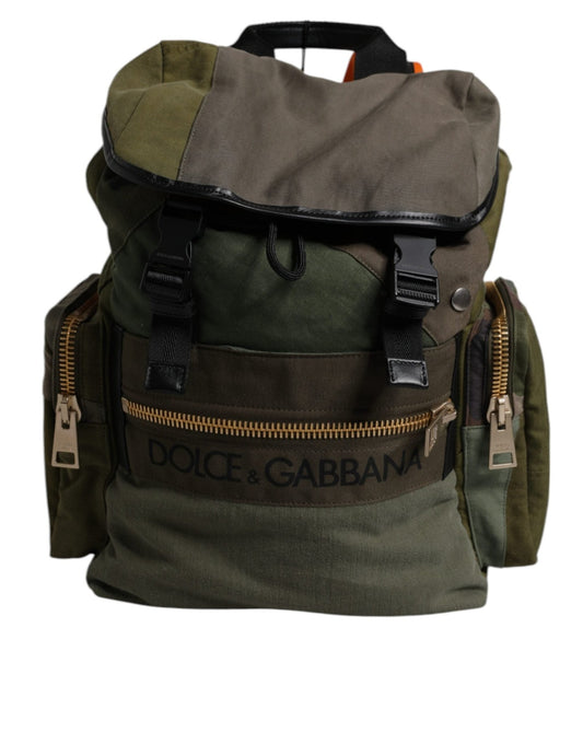 Dolce & Gabbana Military Green Patchwork Travel Backpack Bag - Sandy Store ByNet