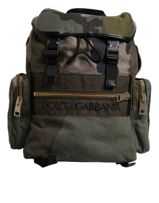 Dolce & Gabbana Military Green Patchwork Travel Backpack Bag - Sandy Store ByNet