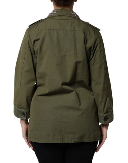 Dolce & Gabbana Military Green Queen Embellished Coat Jacket - Sandy Store ByNet
