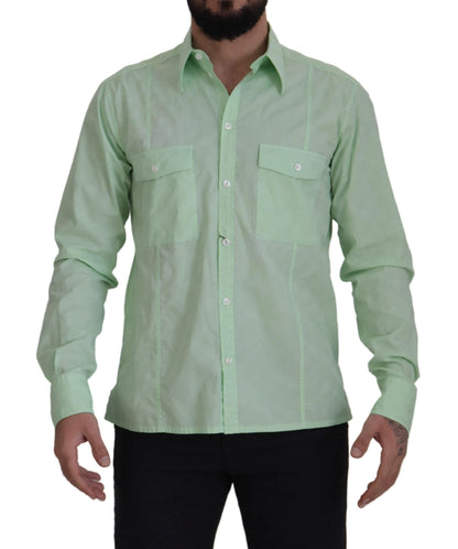 Dolce & Gabbana Mint Green Slim Fit Casual Button - Down Shirt – IT42 | XL par Dolce & Gabbana | Disponible sur Sandy Store ByNet