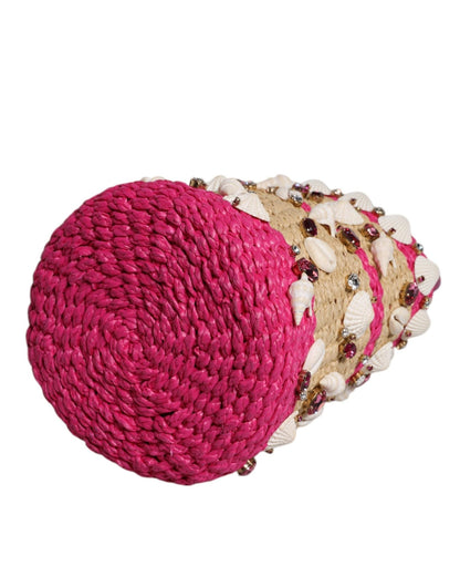 Dolce & Gabbana Multicolor Bucket Raffia Seashells Crystals Handbag Bag - Sandy Store ByNet
