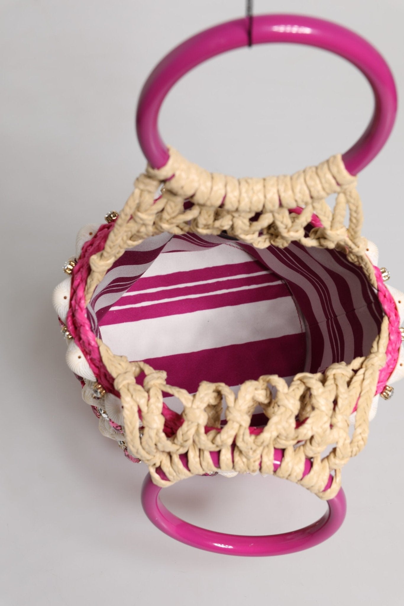 Dolce & Gabbana Multicolor Bucket Raffia Seashells Crystals Handbag Bag - Sandy Store ByNet