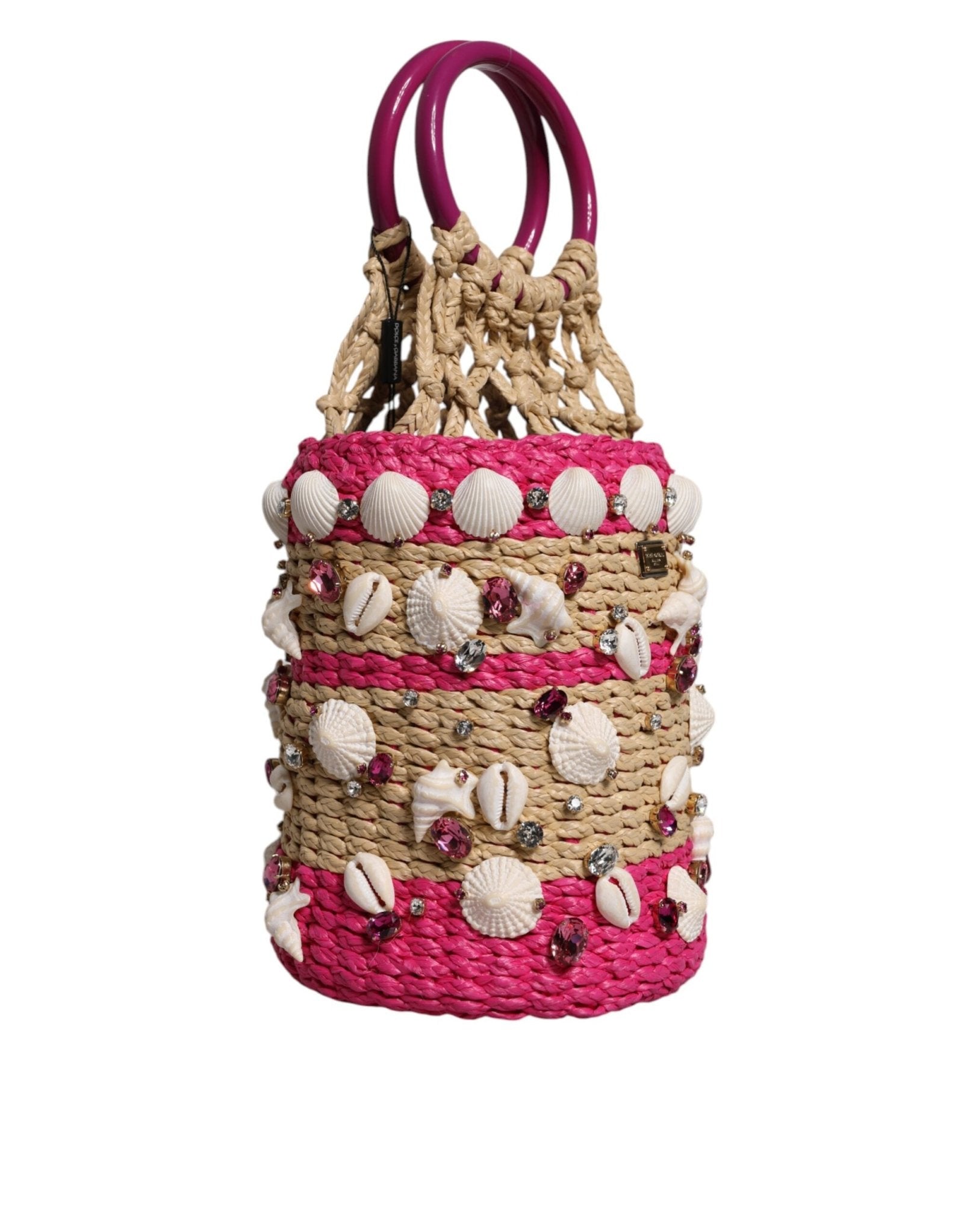 Dolce & Gabbana Multicolor Bucket Raffia Seashells Crystals Handbag Bag - Sandy Store ByNet