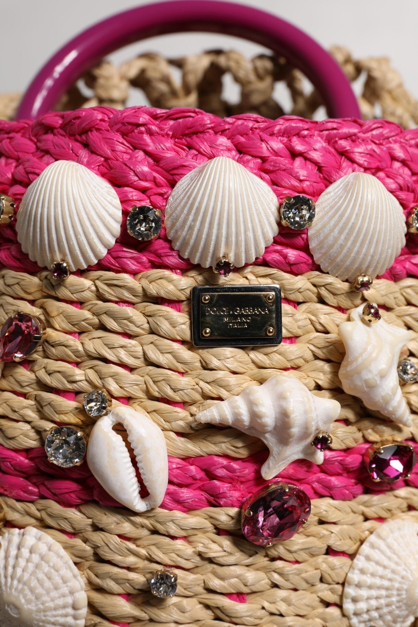 Dolce & Gabbana Multicolor Bucket Raffia Seashells Crystals Handbag Bag - Sandy Store ByNet