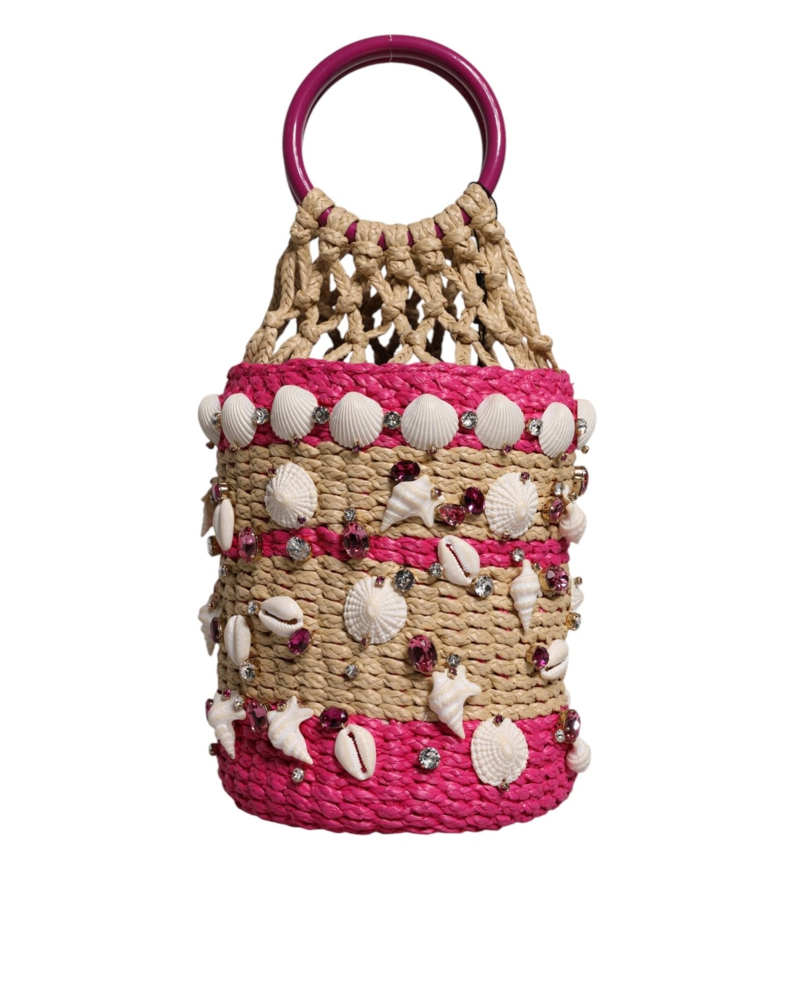 Dolce & Gabbana Multicolor Bucket Raffia Seashells Crystals Handbag Bag - Sandy Store ByNet