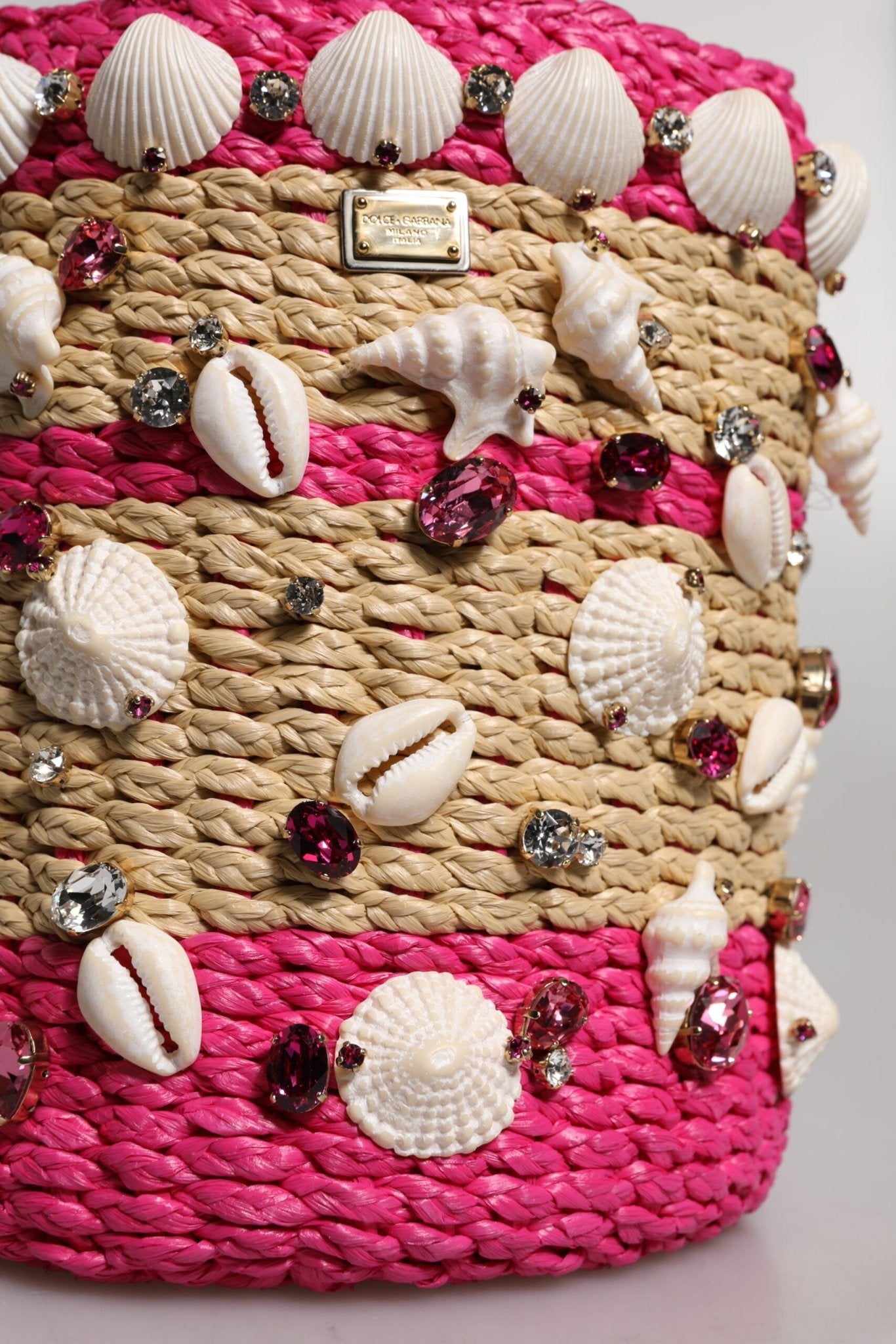Dolce & Gabbana Multicolor Bucket Raffia Seashells Crystals Handbag Bag - Sandy Store ByNet