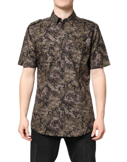 Dolce & Gabbana Multicolor Camouflage Button Down GOLD Shirt – IT37 | XS par Dolce & Gabbana | Disponible sur Sandy Store ByNet