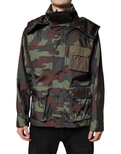 Dolce & Gabbana Multicolor Camouflage Button Hooded Jacket – IT54 | XL par Dolce & Gabbana | Disponible sur Sandy Store ByNet