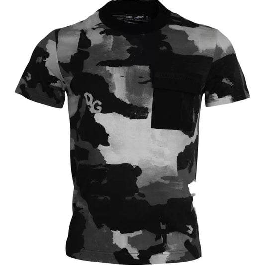 Dolce & Gabbana Multicolor Camouflage Cotton Crewneck T-shirt - Sandy Store ByNet