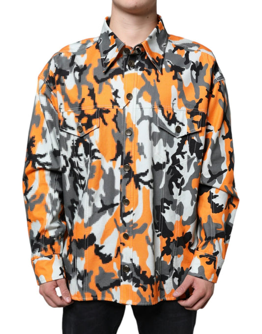 Dolce & Gabbana Multicolor Camouflage Cotton Denim Collared Jacket – IT42 | XS par Dolce & Gabbana | Disponible sur Sandy Store ByNet