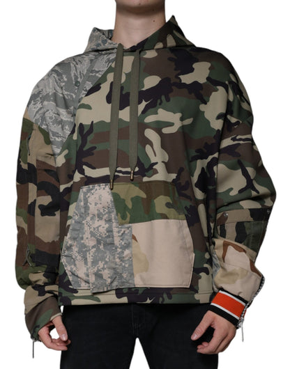 Dolce & Gabbana Multicolor Camouflage Hooded Sweatshirt Sweater - Sandy Store ByNet