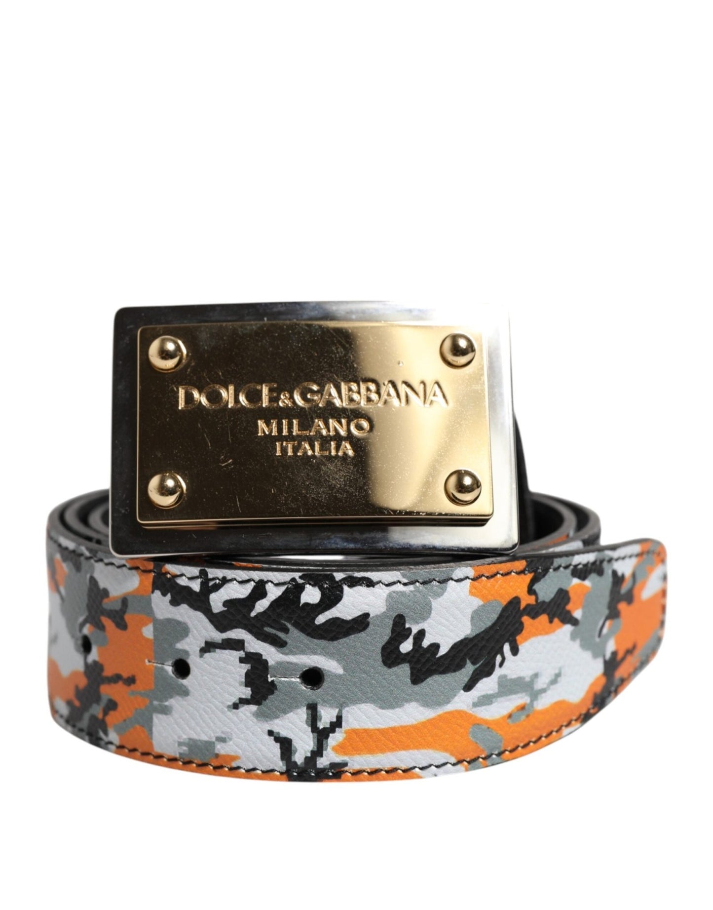 Dolce & Gabbana Multicolor Camouflage Metal Logo Buckle Belt – 90 cm / 36 Inches par Dolce & Gabbana | Disponible sur Sandy Store ByNet