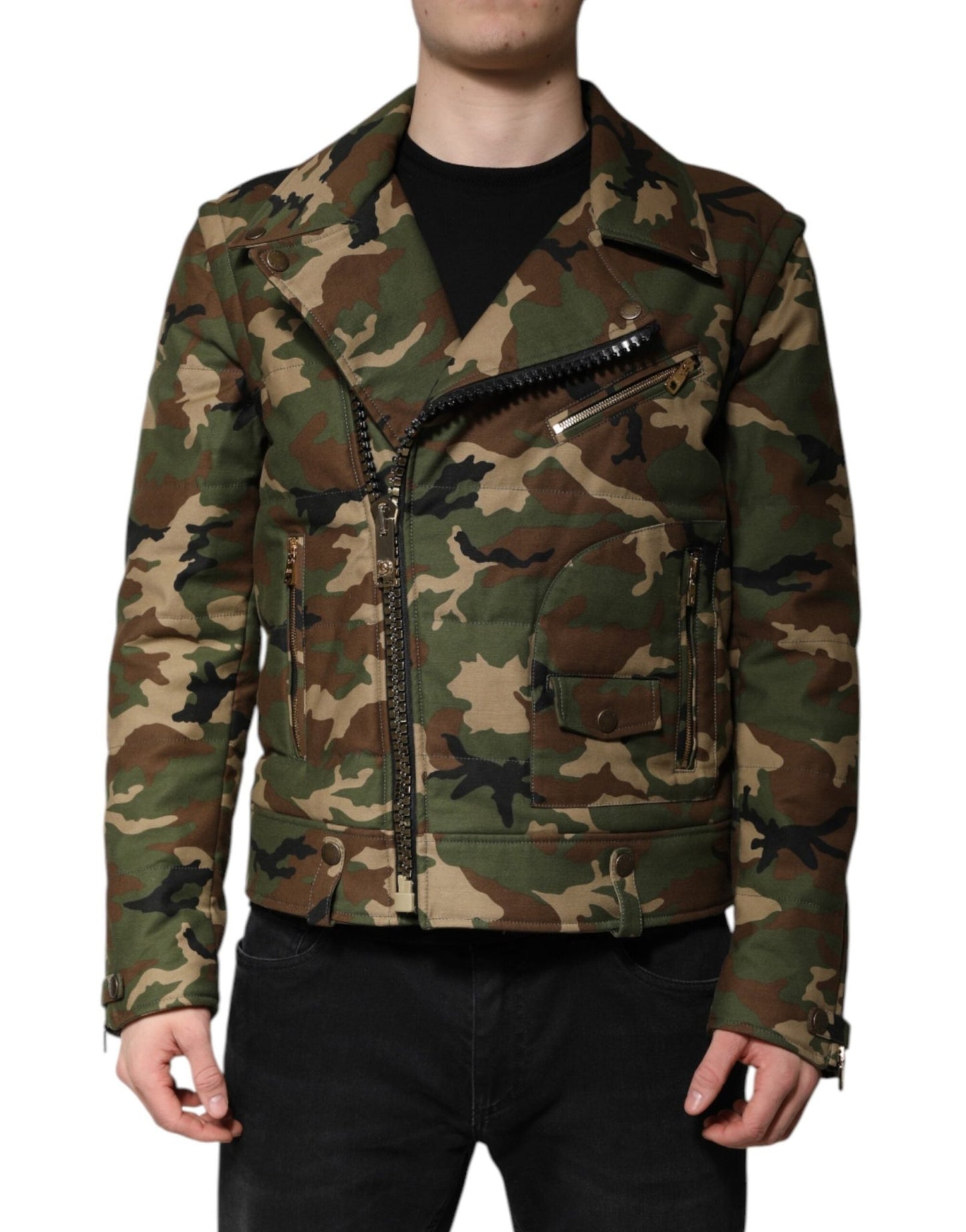 Dolce & Gabbana Multicolor Camouflage Nylon Biker Jacket – IT52 | XL par Dolce & Gabbana | Disponible sur Sandy Store ByNet