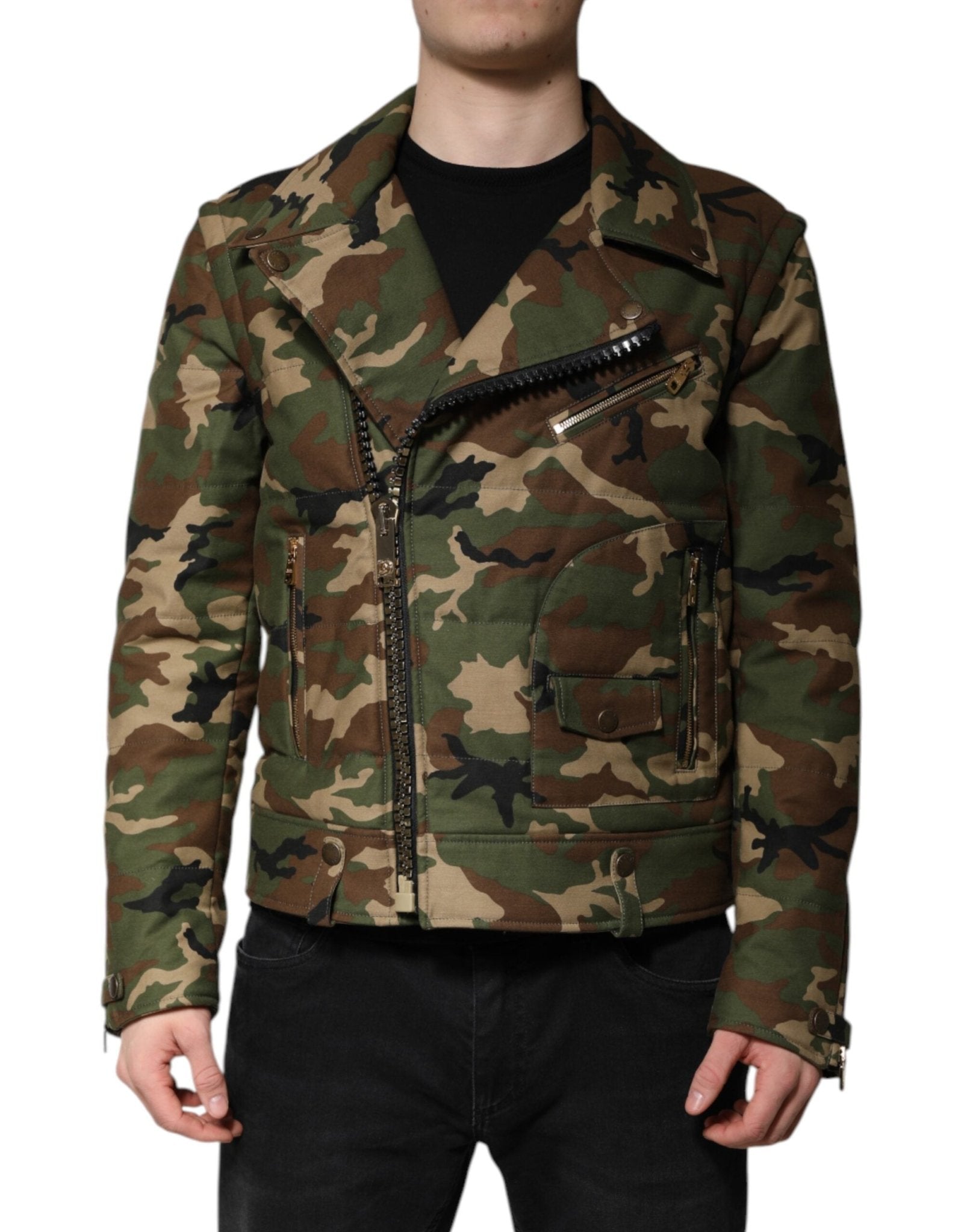 Dolce & Gabbana Multicolor Camouflage Nylon Biker Jacket – IT52 | XL par Dolce & Gabbana | Disponible sur Sandy Store ByNet