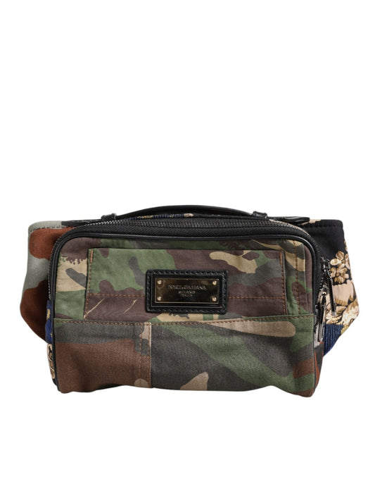 Dolce & Gabbana Multicolor Camouflage Patchwork Logo Waist Fanny Pack Bag - Sandy Store ByNet