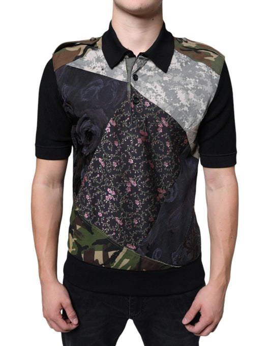 Dolce & Gabbana Multicolor Camouflage Patchwork Silk Polo T-shirt – IT48 | M par Dolce & Gabbana | Disponible sur Sandy Store ByNet