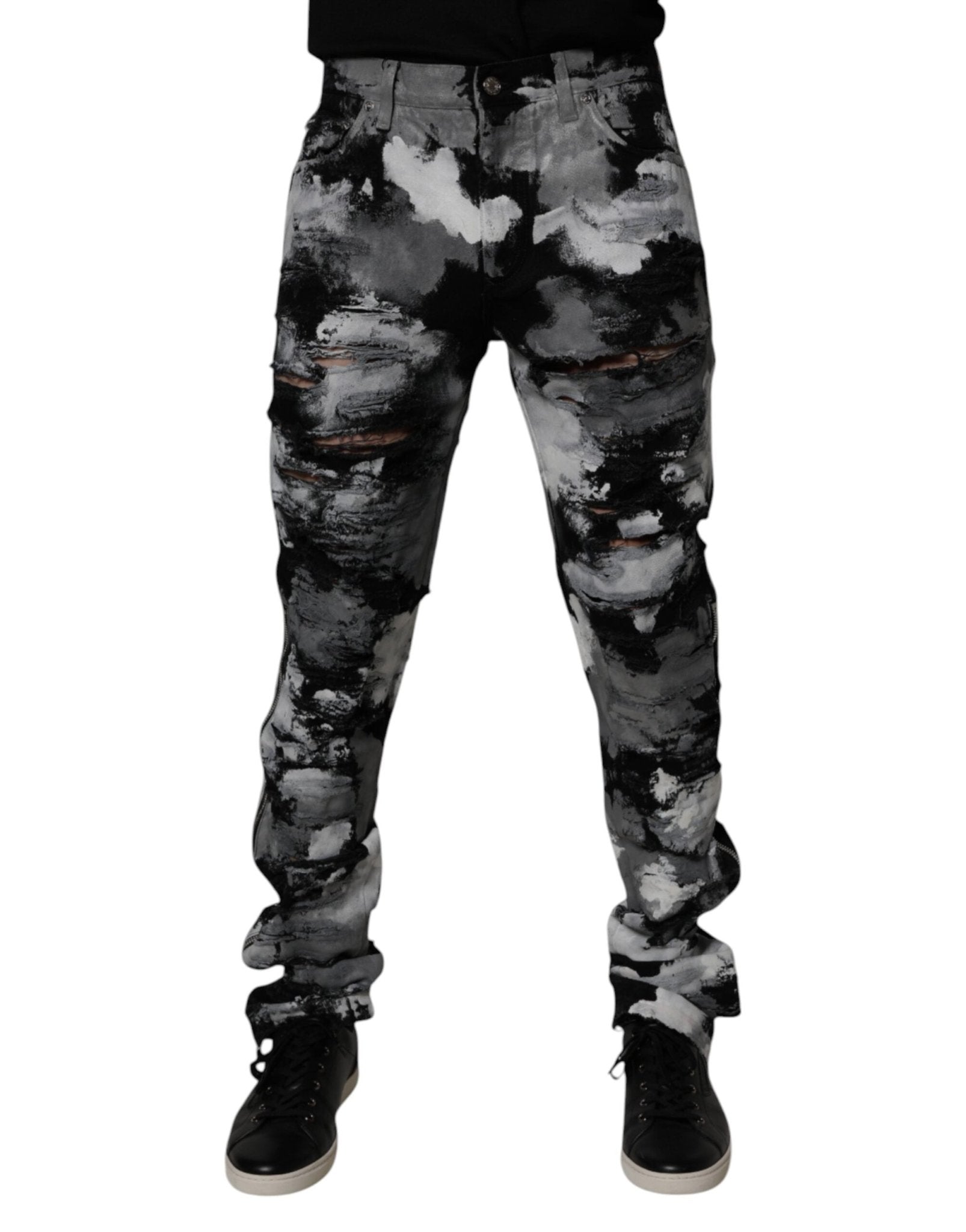 Dolce & Gabbana Multicolor Camouflage Tattered Skinny Denim Jeans – IT48 | M par Dolce & Gabbana | Disponible sur Sandy Store ByNet
