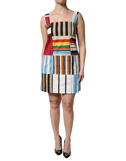 Dolce & Gabbana Multicolor Cotton Stripe Sleeveless Dress - Sandy Store ByNet