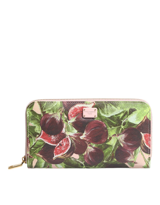 Dolce & Gabbana Multicolor Fig Fruit Dauphine Leather Zip Around Continental Wallet - Sandy Store ByNet