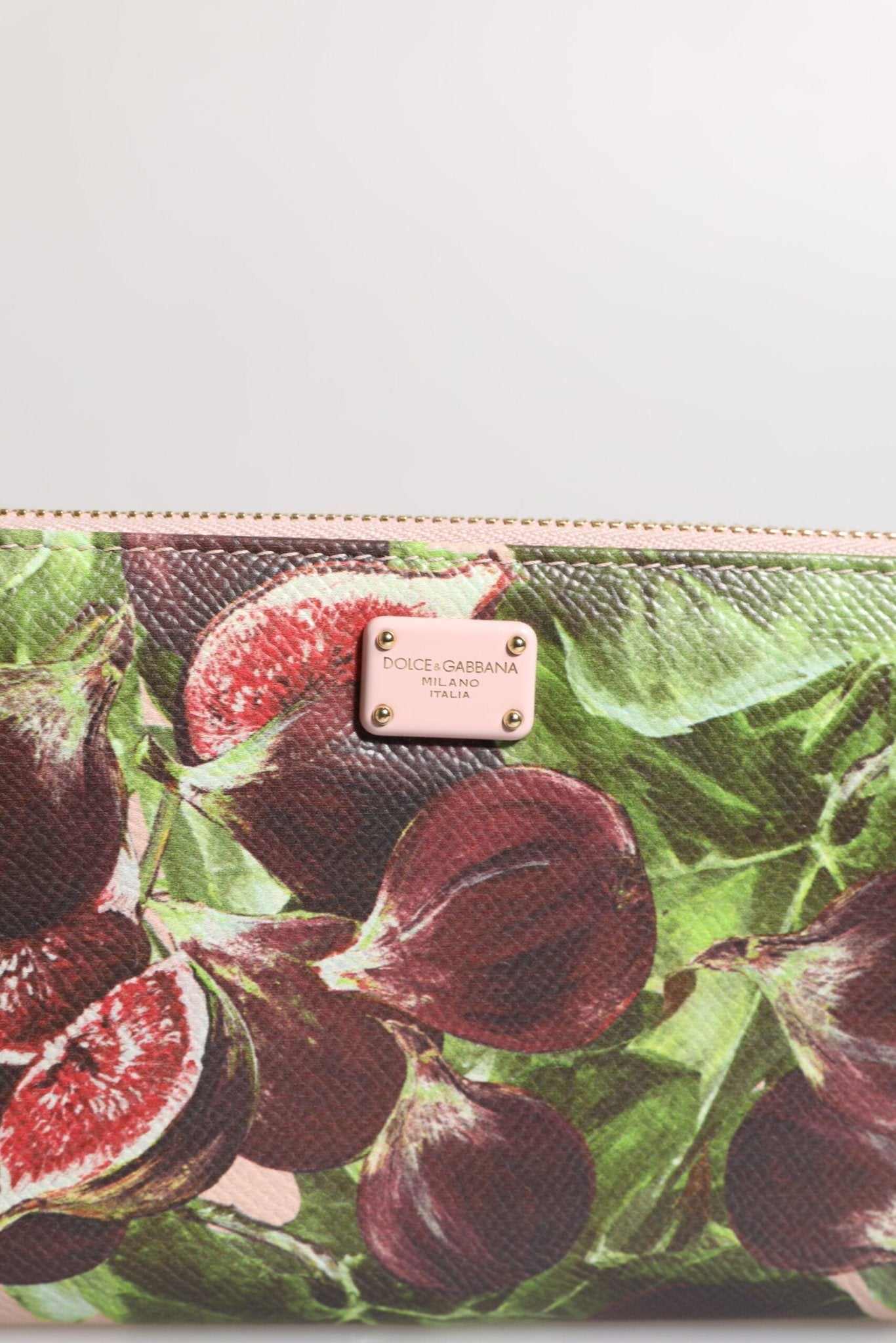 Dolce & Gabbana Multicolor Fig Fruit Dauphine Leather Zip Around Continental Wallet - Sandy Store ByNet
