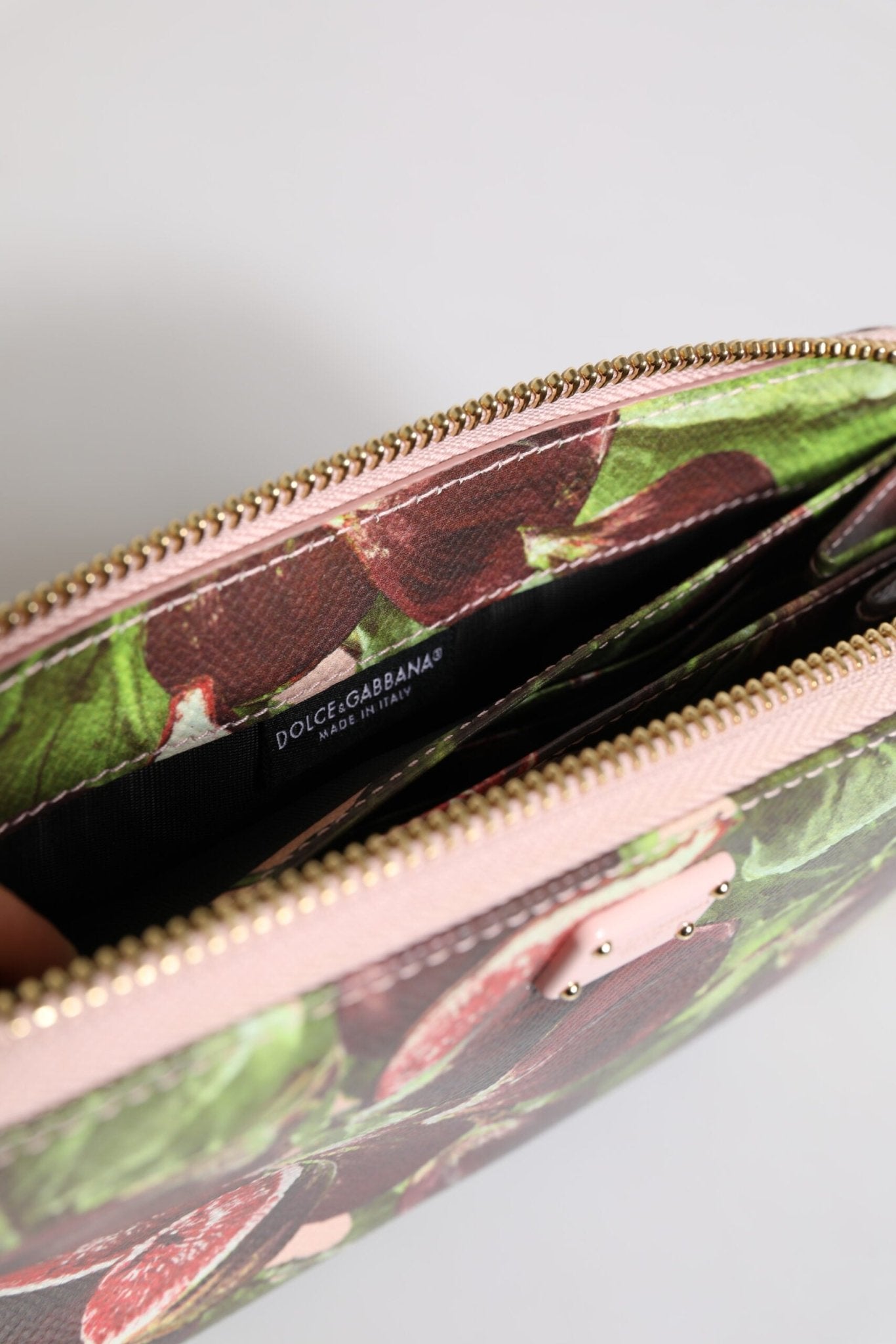 Dolce & Gabbana Multicolor Fig Fruit Dauphine Leather Zip Around Continental Wallet - Sandy Store ByNet