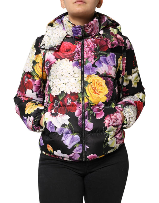 Dolce & Gabbana Multicolor Floral Hooded Puffer Quilted Jacket – IT40|S par Dolce & Gabbana | Disponible sur Sandy Store ByNet