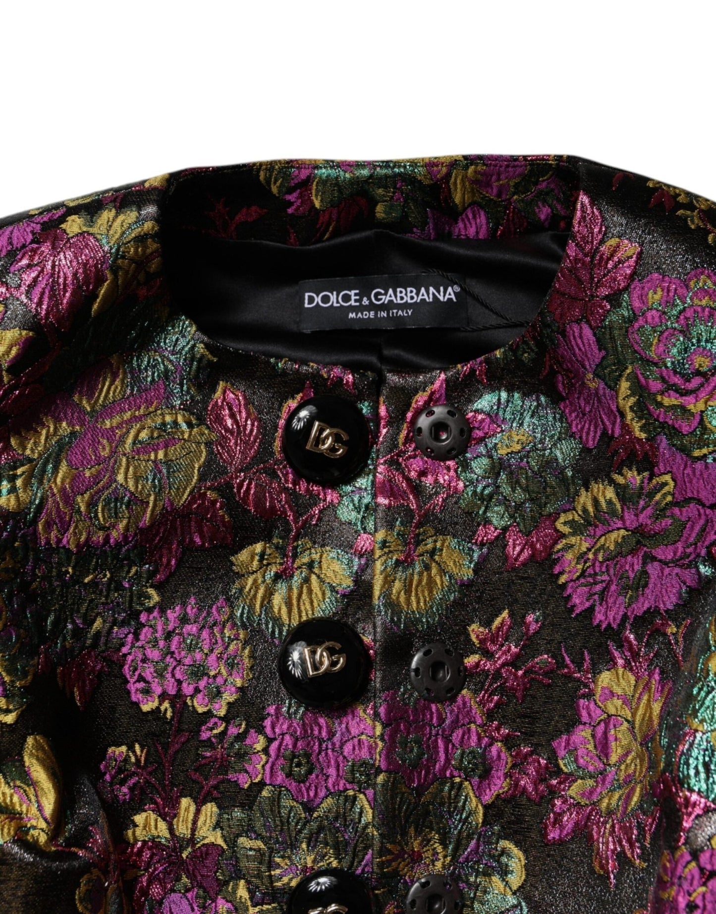 Dolce & Gabbana Multicolor Floral Jacquard Cropped Jacket - Sandy Store ByNet