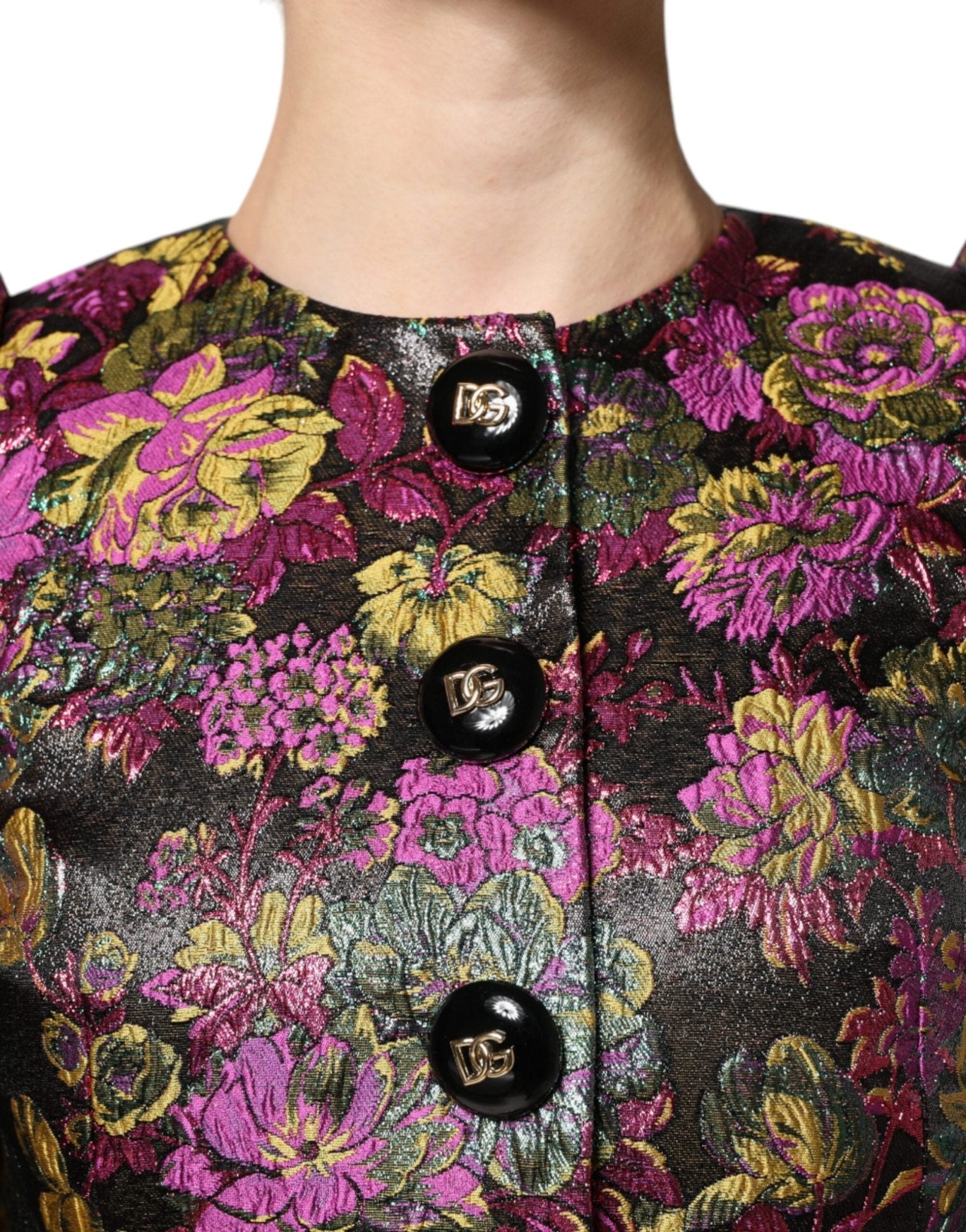 Dolce & Gabbana Multicolor Floral Jacquard Cropped Jacket - Sandy Store ByNet