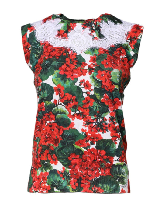 Dolce & Gabbana Multicolor Floral Lace Sleeveless Tank Top – IT36|XXS par Dolce & Gabbana | Disponible sur Sandy Store ByNet