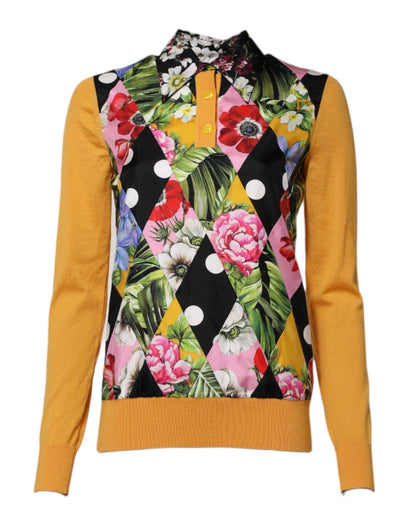 Dolce & Gabbana Multicolor Floral Long Sleeves Polo Top – IT36|XXS par Dolce & Gabbana | Disponible sur Sandy Store ByNet