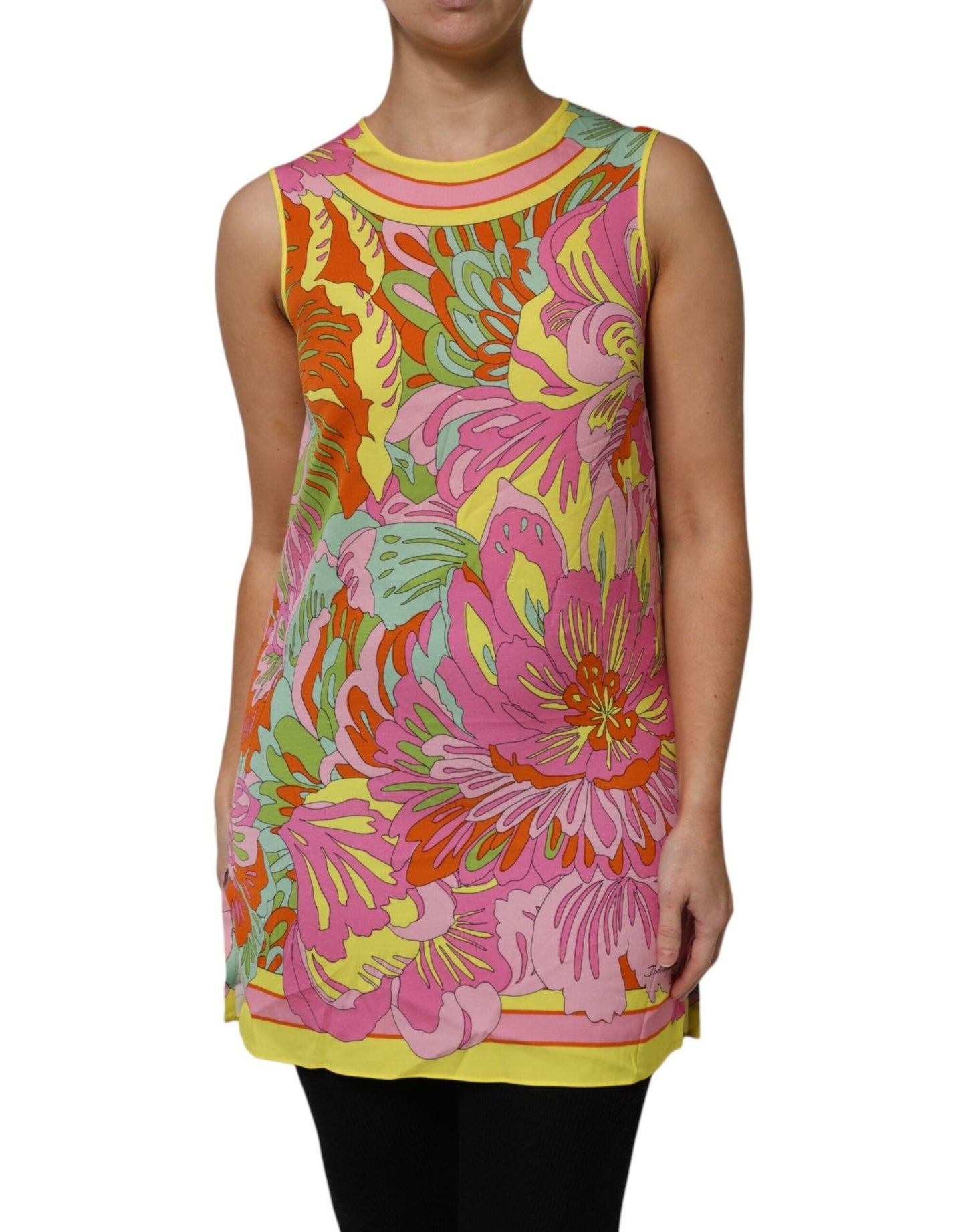 Dolce & Gabbana Multicolor Floral Roundneck Sleeveless Top – IT48 | XL par Dolce & Gabbana | Disponible sur Sandy Store ByNet