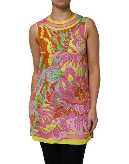 Dolce & Gabbana Multicolor Floral Roundneck Sleeveless Top – IT48 | XL par Dolce & Gabbana | Disponible sur Sandy Store ByNet